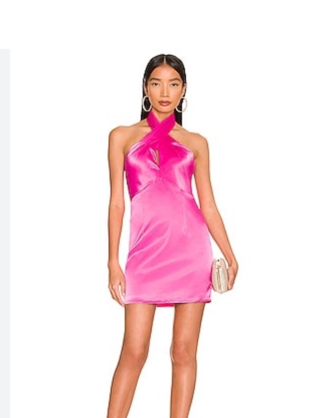 Superdown Samira Pink Satin Halter Mini Dress Medium NWT Revolve Party Bodycon